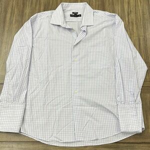 Pronto Uomo White Dress Shirt with Subtle Purple Check Pattern
